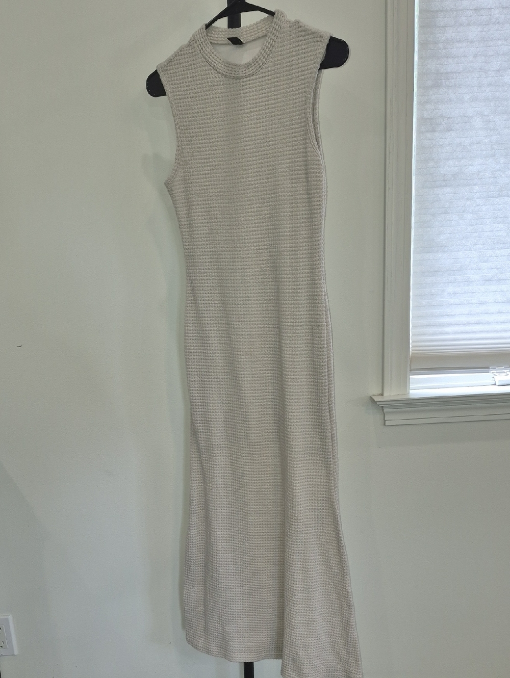 SHEIN Cream Sleeveless Ribbed Knit Maxi Dress